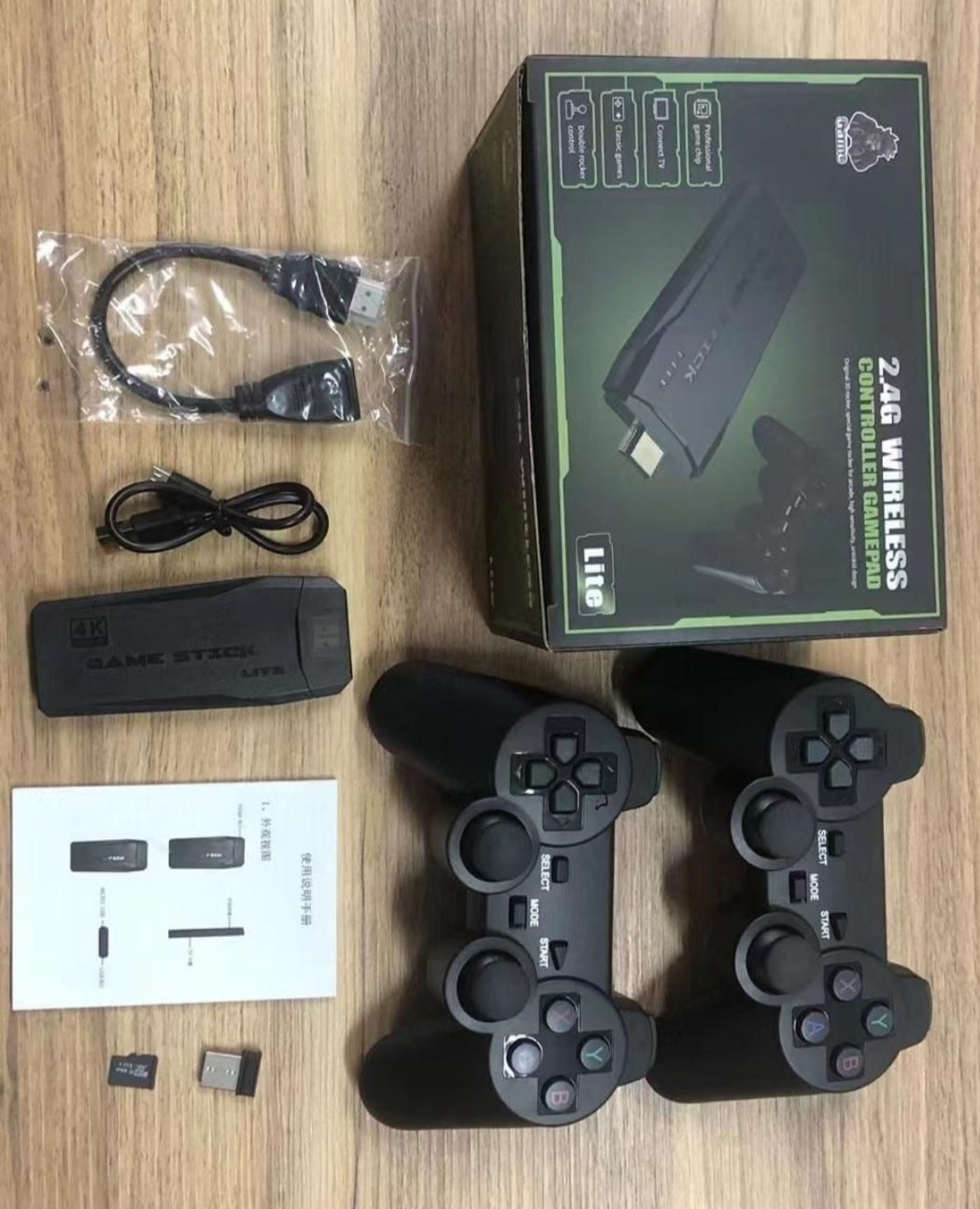 
4K Game Stick Lite – Wireless Retro Game Console with Dual Controllers